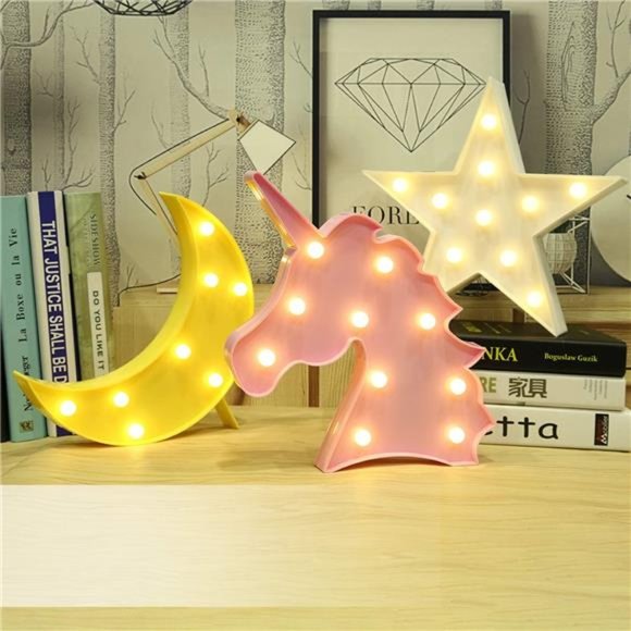 Star Marquee Sign Lights, Warm White LED Lamp -Living Room, Bedroom Table & Wall - Picture 4 of 7